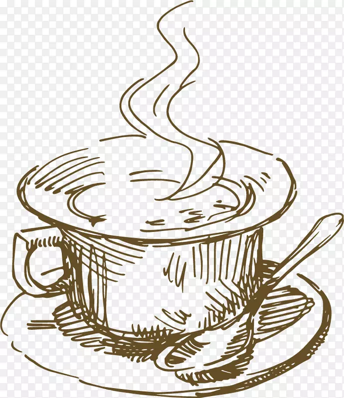 咖啡杯茶鸡尾酒咖啡厅-素描杯