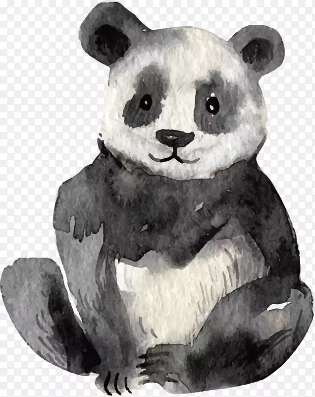 考拉大熊猫水彩画-大熊猫