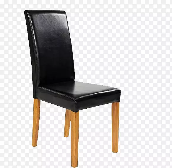 办公椅木沙发亮黑色皮革木扶手椅