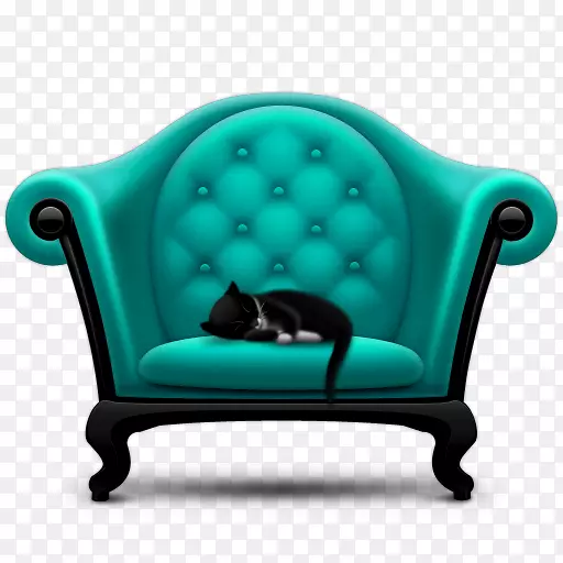 猫沙发椅-蓝色沙发
