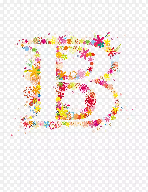彩色花朵拼接英文字母BPNG图片素材下载_图片编号369732-PNG素材网