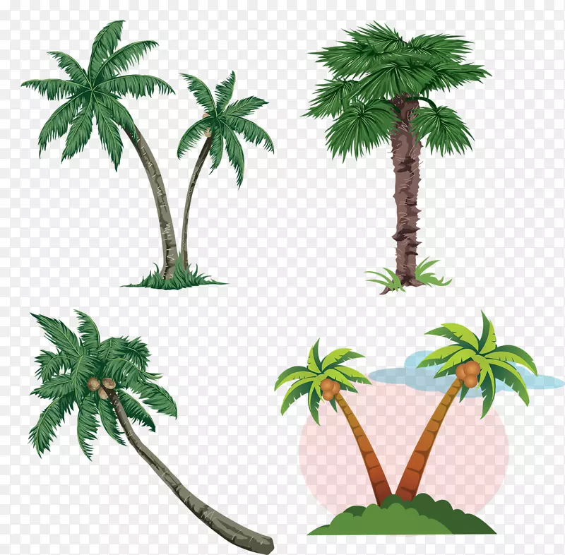 槟榔科免费内容剪贴画-椰子树