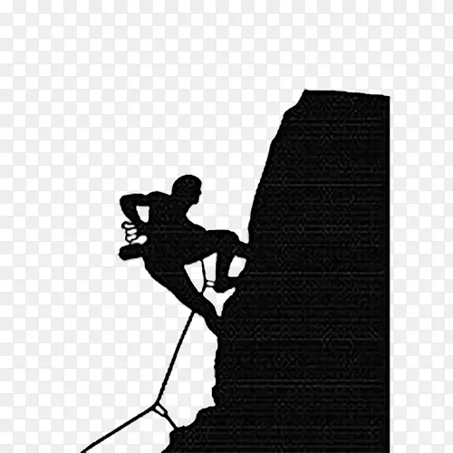 攀岩运动插图.黑色简单攀岩插画