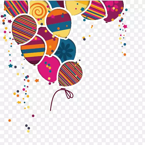生日蛋糕贺卡气球-庆祝元素