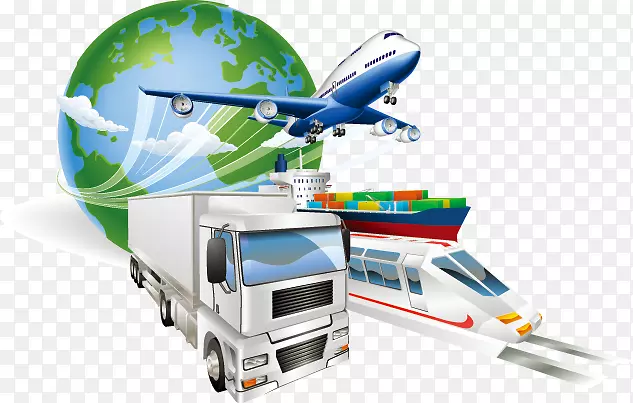 物流货运货物供应链管理剪贴画全球物流及速递货运三维图像