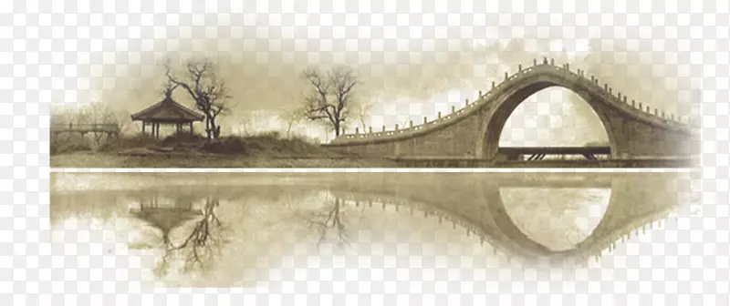 画艺术山水画断桥