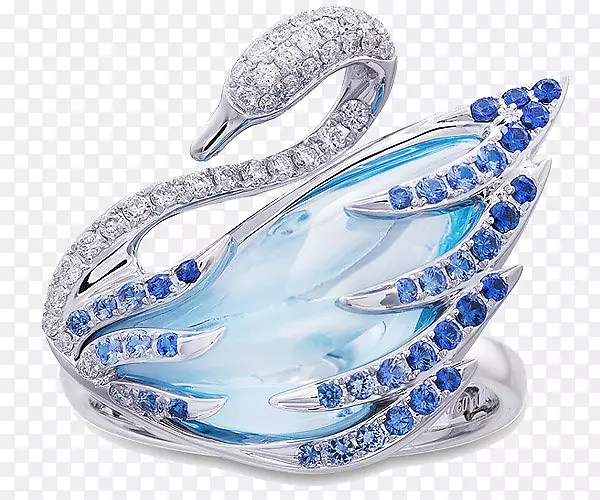 耳环珠宝钻石蓝宝石施华洛世奇珠宝蓝天鹅戒指