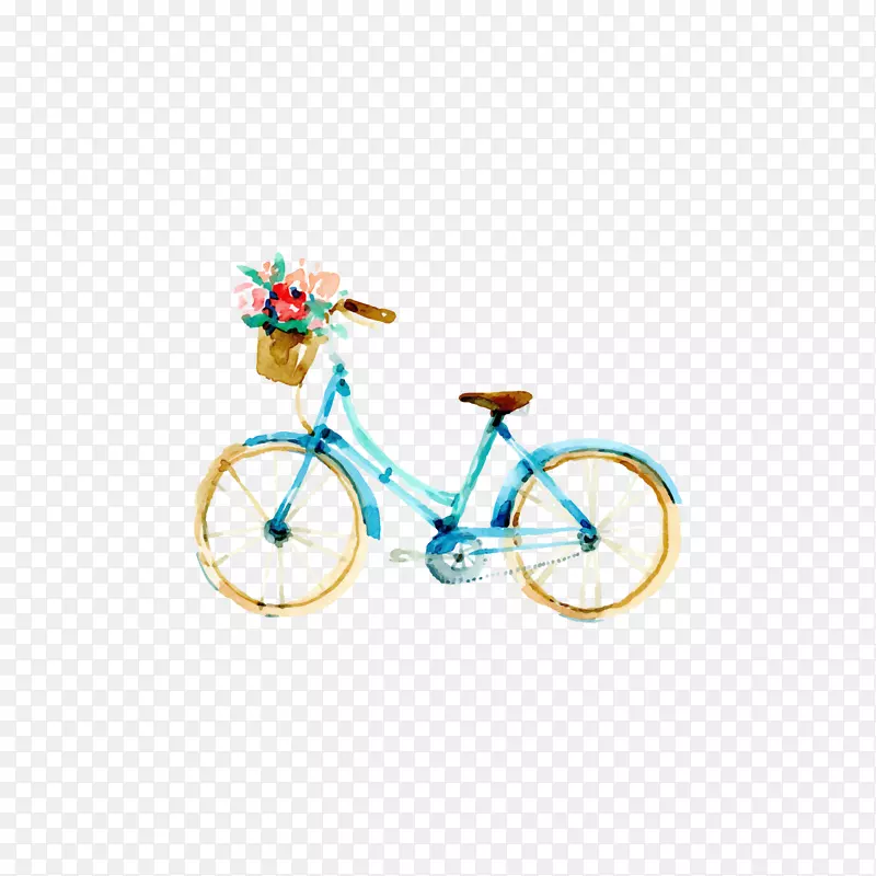 自行车海报-手绘蓝色自行车