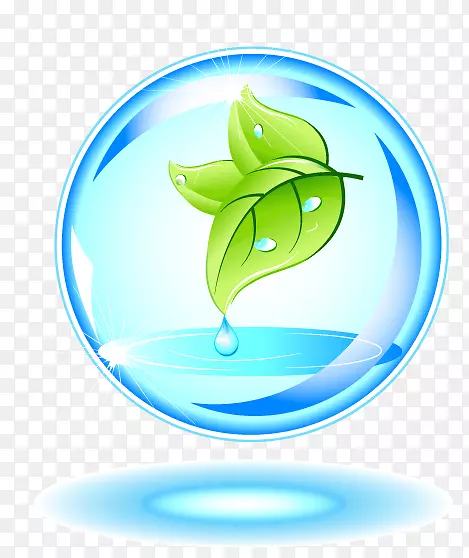 自然图形设计-绿叶水滴