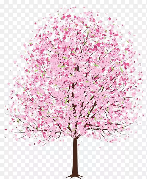 樱花树剪贴画-粉红色桃树