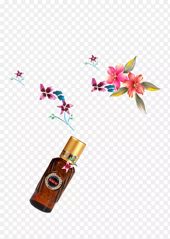 瓶装油-带花的油瓶