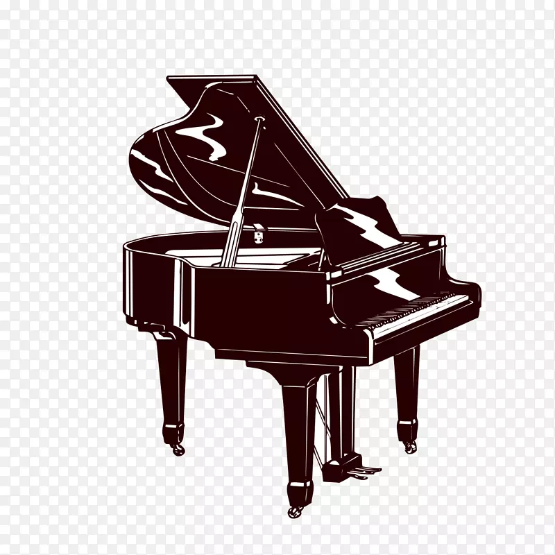 钢琴乐器剪影-钢琴