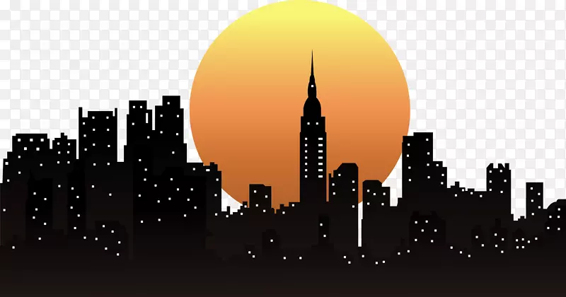 纽约市下载天际线-日出