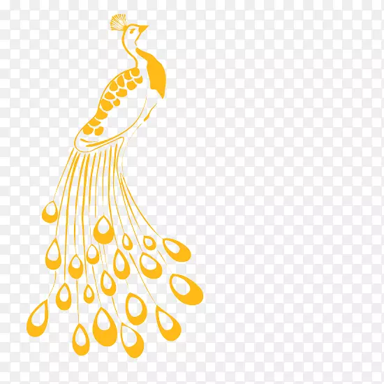 孔雀羽毛剪贴画黄色简单孔雀装饰图案