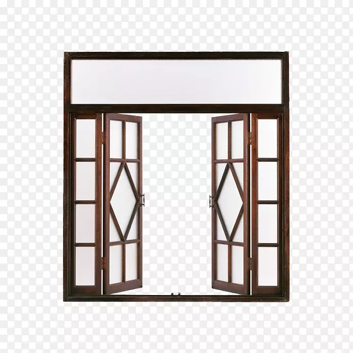 门窗木创意-棕色双窗