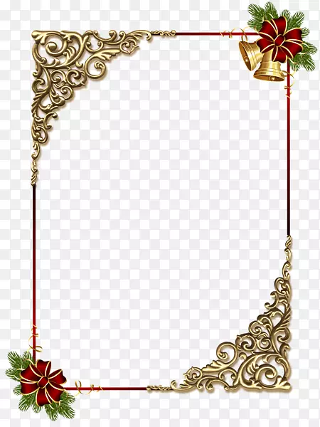 边框和框，圣诞装饰品，画框，剪贴画.金装饰框