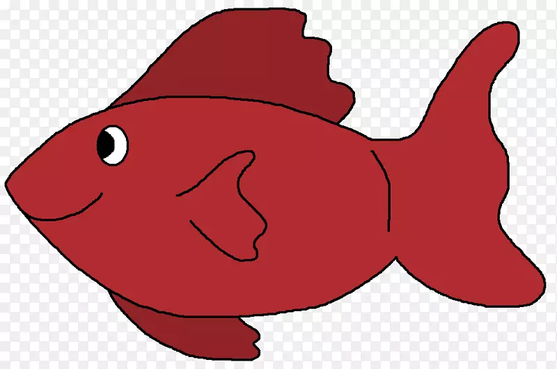 红色剪贴画-简易鱼类剪贴画