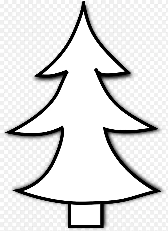 圣诞树黑白圣诞老人剪贴画-免费松树剪贴画