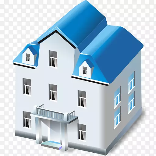 房屋建筑图标-房子蓝色剪贴画