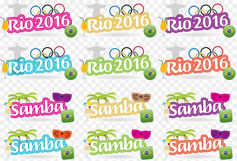 2016年夏季奥运会里约热内卢奥运会标志多项体育赛事-卡通奥运五环