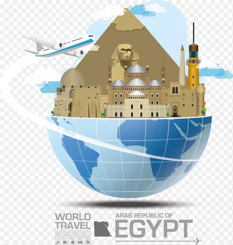 免费信息图表插图.埃及景点装饰建筑