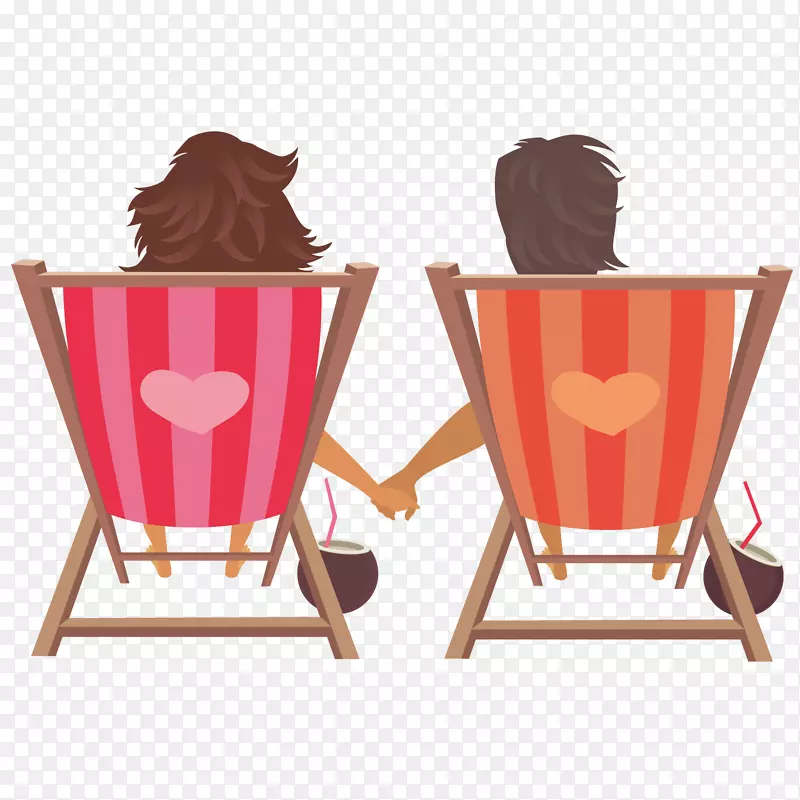 桌椅年假剪贴画-海滨度假夫妇