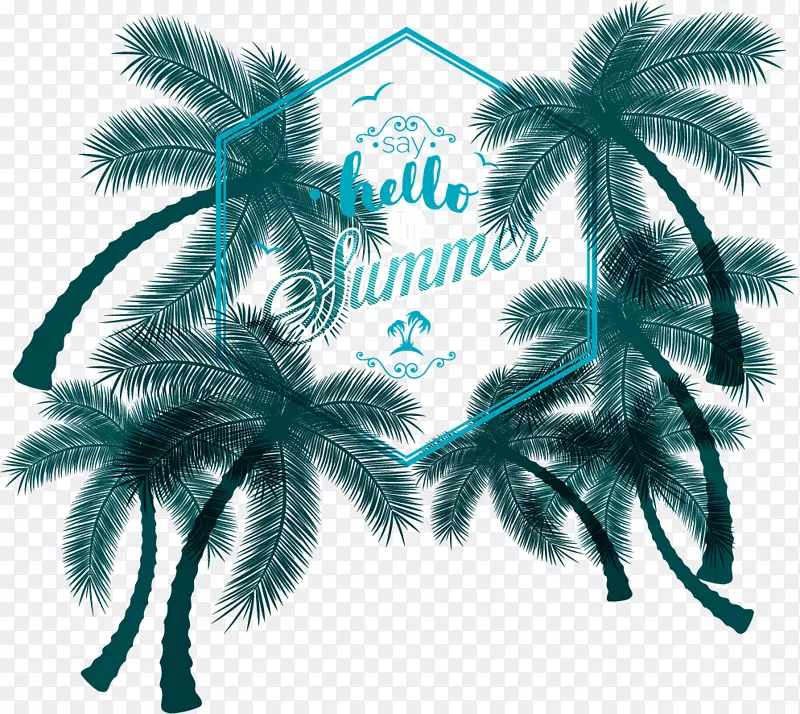 槟榔科植物-创意暑假棕榈树海报