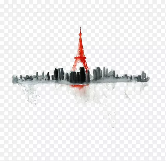 埃菲尔铁塔水彩画-巴黎