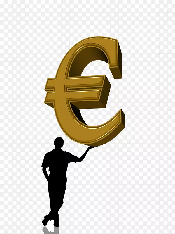 欧元签名贷款-剪影人和欧元符号图片
