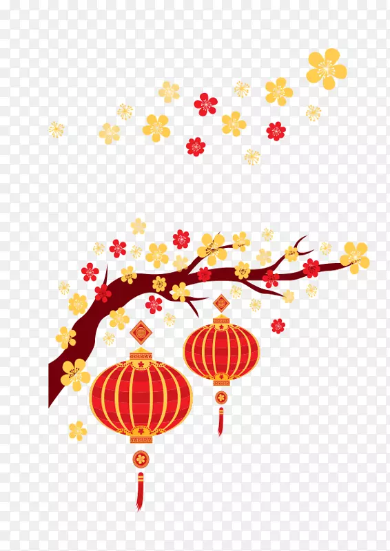利伯达·格里利新年公鸡-春节桃花红元素