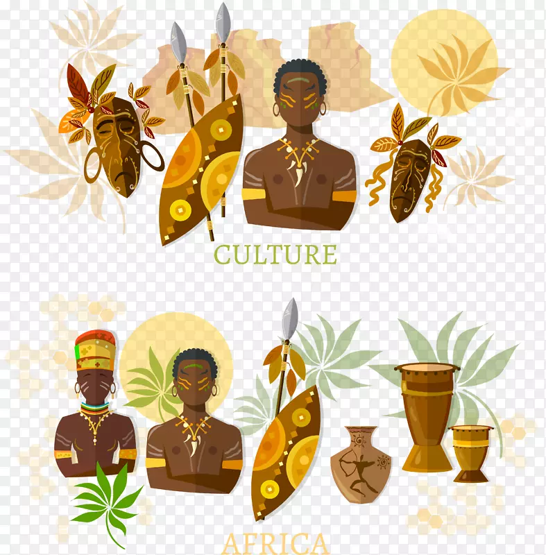非洲插图-装饰性非洲旅行材料