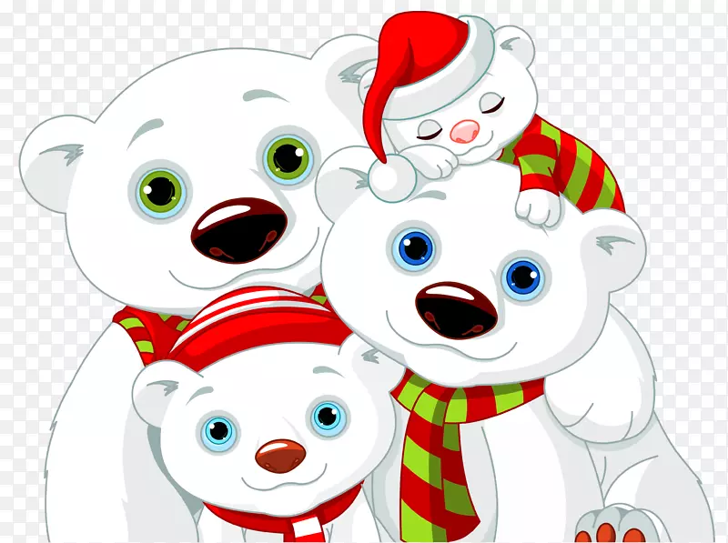 北极熊圣诞插画-北极熊家庭