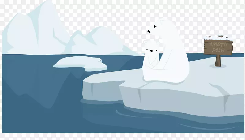 北极熊冰融化-可爱北极熊