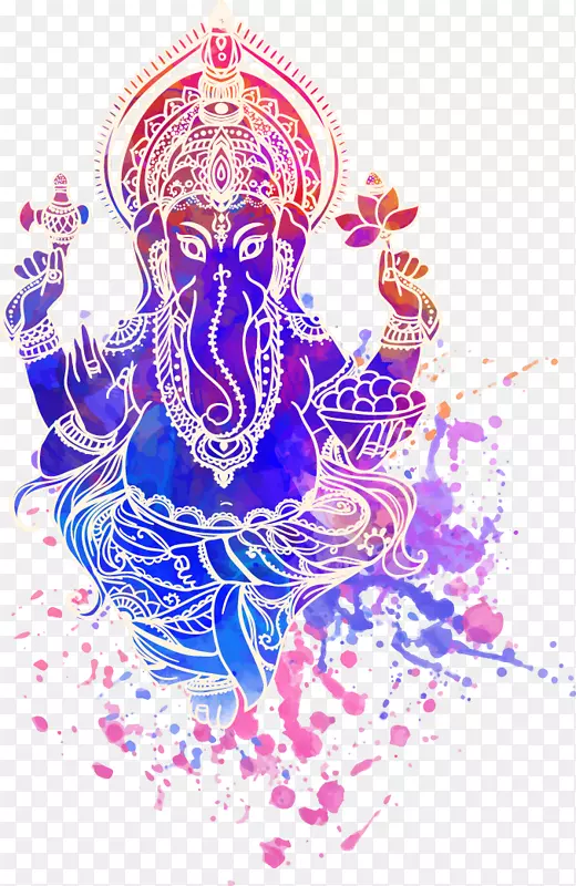 Ganesha shiva Ganesh Chaturthi印度教插图.墨水插图；风像神