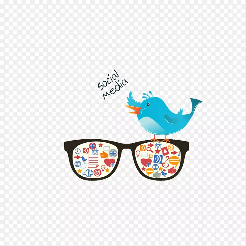 社交媒体图标-Twitter蓝鸟插图