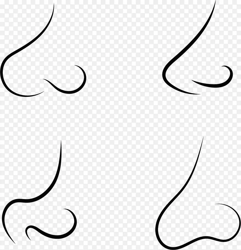 黑白图案-卡通鼻子曲线