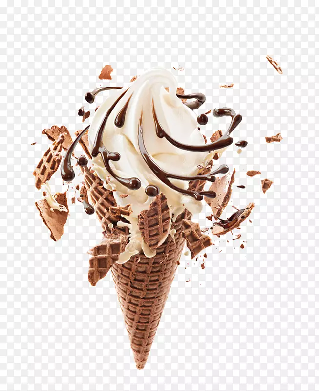 冰淇淋圆锥华夫饼巧克力牛奶巧克力冰淇淋