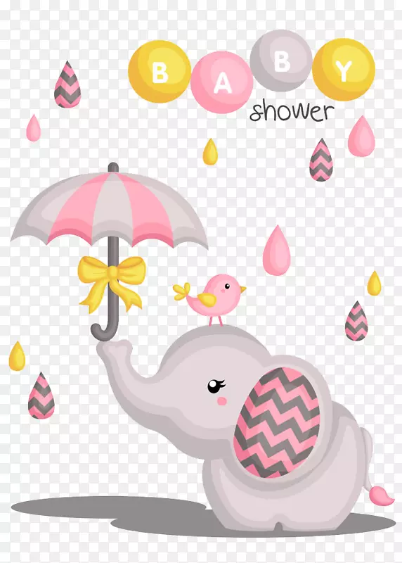 婴儿淋浴摄影剪贴画-大象鼻伞