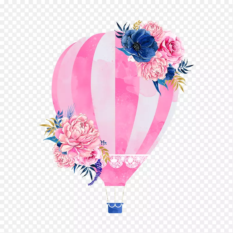 婚礼邀请函热气球夹艺术-粉红色热气球
