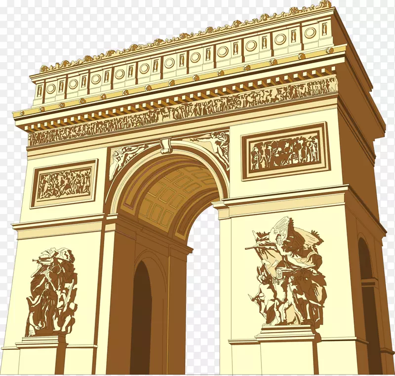 泰图斯地标凯旋门的弧形三联拱-巴黎弧形地标