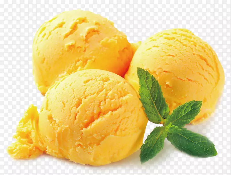 冰淇淋冰沙冰糕黄芒果冰激凌薄荷叶