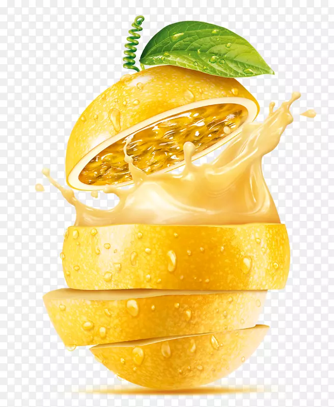 果汁鸡尾酒干果片​​柠檬汁飞溅效应