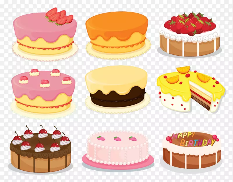 糖衣蛋糕生日蛋糕-9个蛋糕
