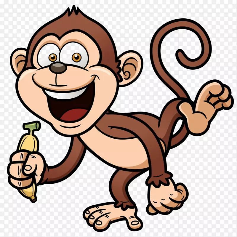 卡通猴子剪贴画-香蕉猴