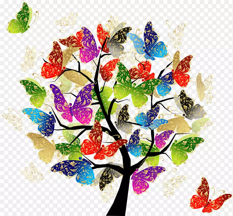 生活树蝴蝶和蛾树枝-蝴蝶树