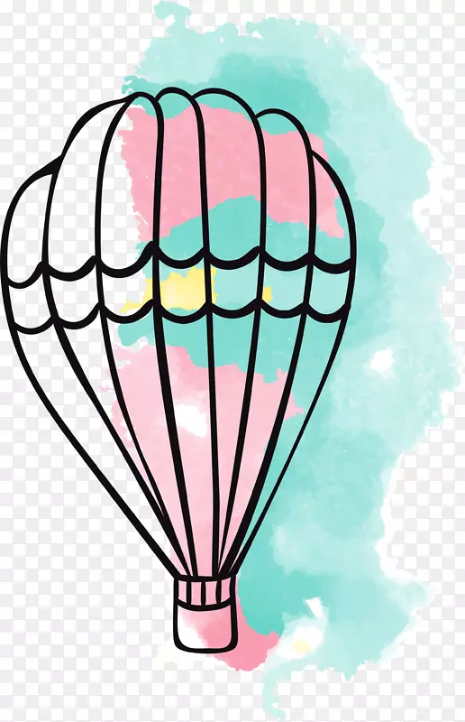飞机热气球水彩画剪贴画水彩画气球