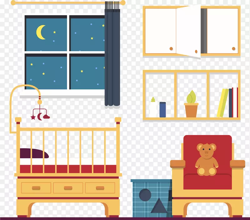 房间图标-安静的夜间婴儿房