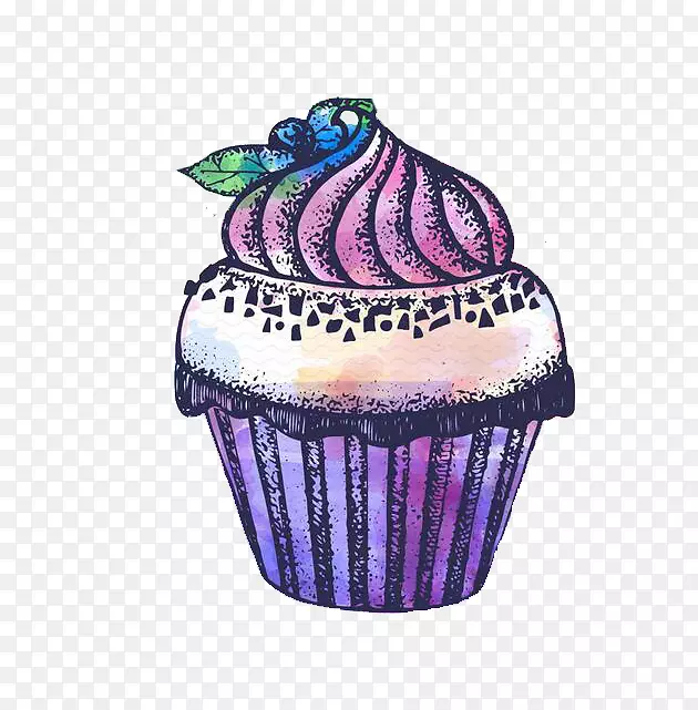 蛋糕松饼甜点紫色墨水蛋糕