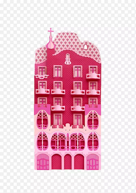 巴塞罗那纸工艺Zim&Zou艺术-粉红建筑