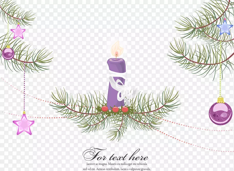 圣诞海报插图-圣诞蜡烛及松树